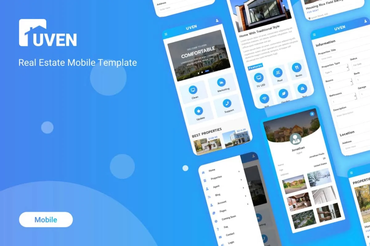 Uven – 房地产移动模板